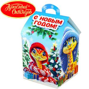 Сладкий подарок на Новый Год в картонной упаковке весом 600 грамм по цене 654 руб в Набережных Челнах
